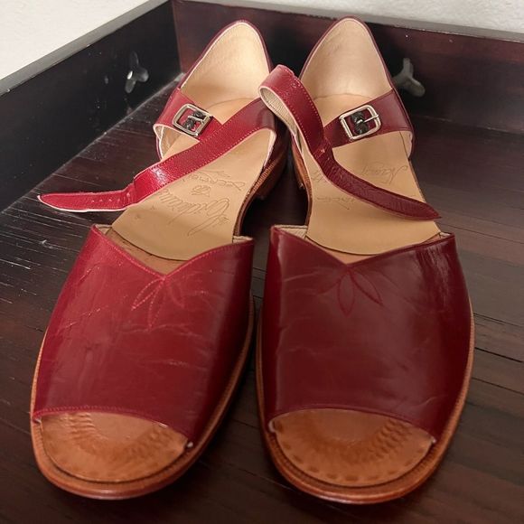 Cordwainer’s Handmade Leather Single Strap Open Toe Sandals Size 7.5-8 - Picture 1 of 9